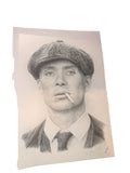 D 13 - detaillierte Bleistiftzeichnung von Cillian Murphy als Thomas Shelby  ￼