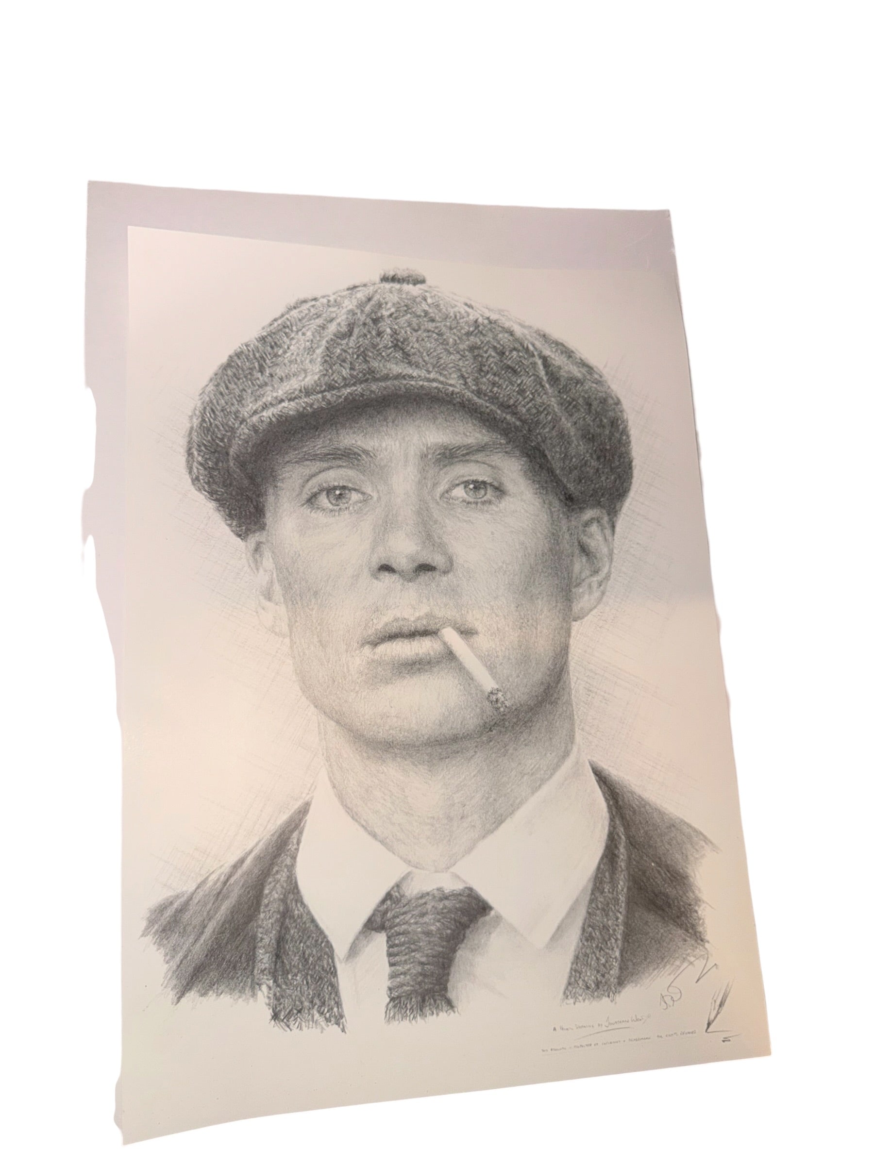 D 13 - detaillierte Bleistiftzeichnung von Cillian Murphy als Thomas Shelby  ￼